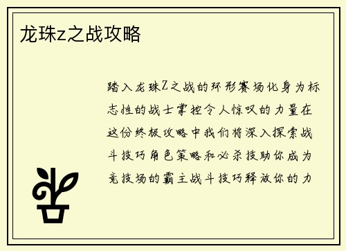 龙珠z之战攻略